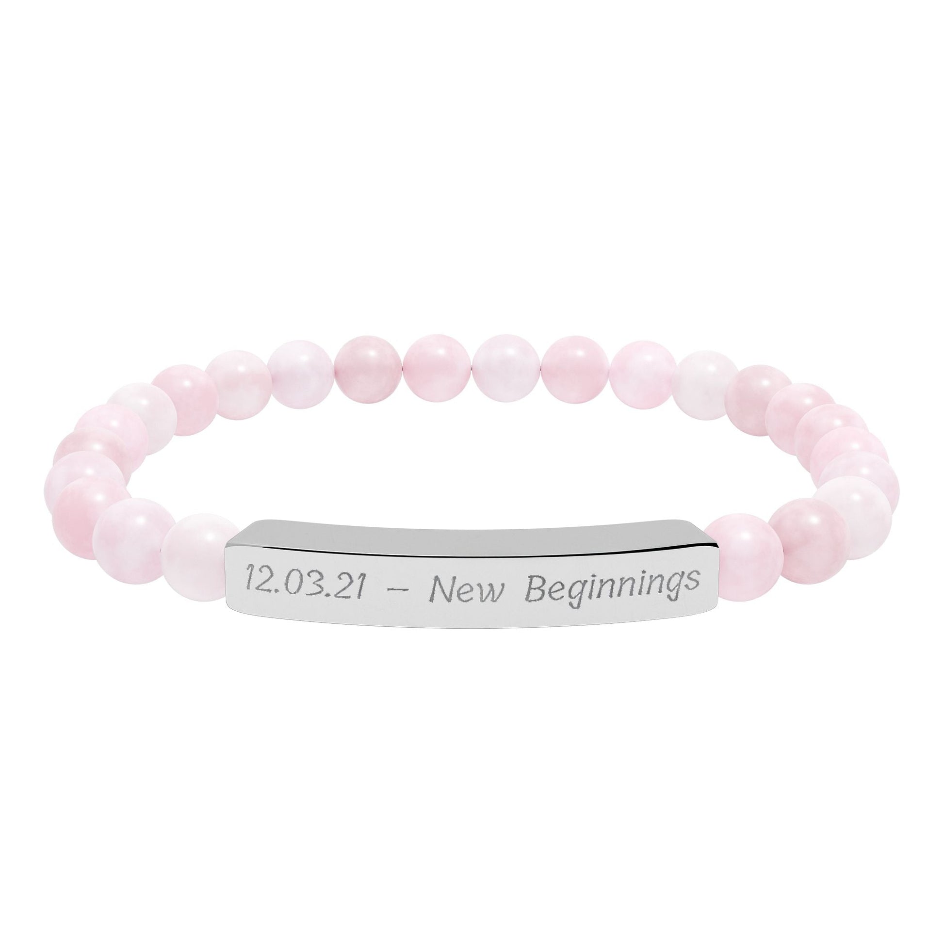 Engravable Natural Stone Bracelet — Personalized Bar Bead Bracelet  Bracelets Deeply Engraved