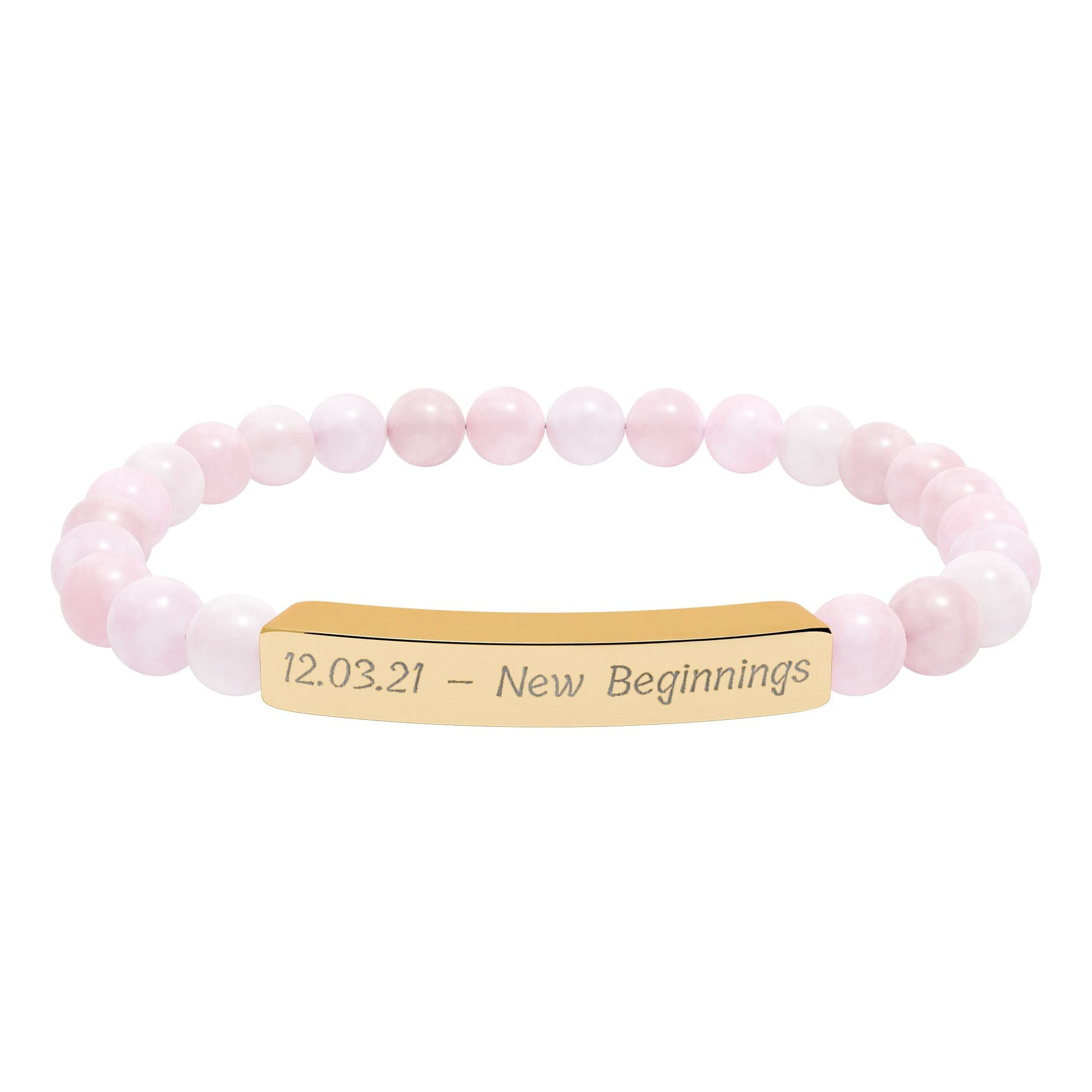 Engravable Natural Stone Bracelet — Personalized Bar Bead Bracelet  Bracelets Deeply Engraved