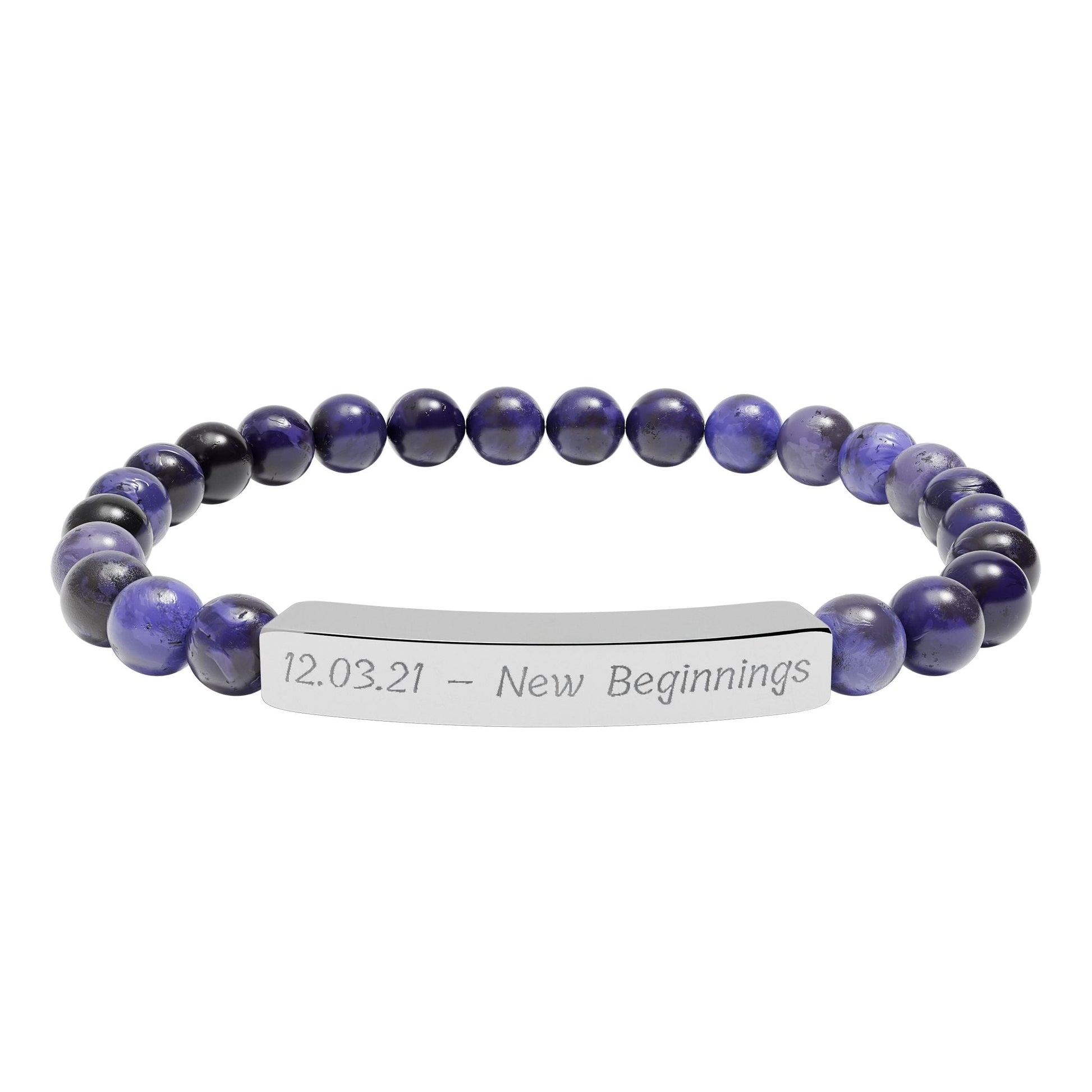 Engravable Natural Stone Bracelet — Personalized Bar Bead Bracelet  Bracelets Deeply Engraved