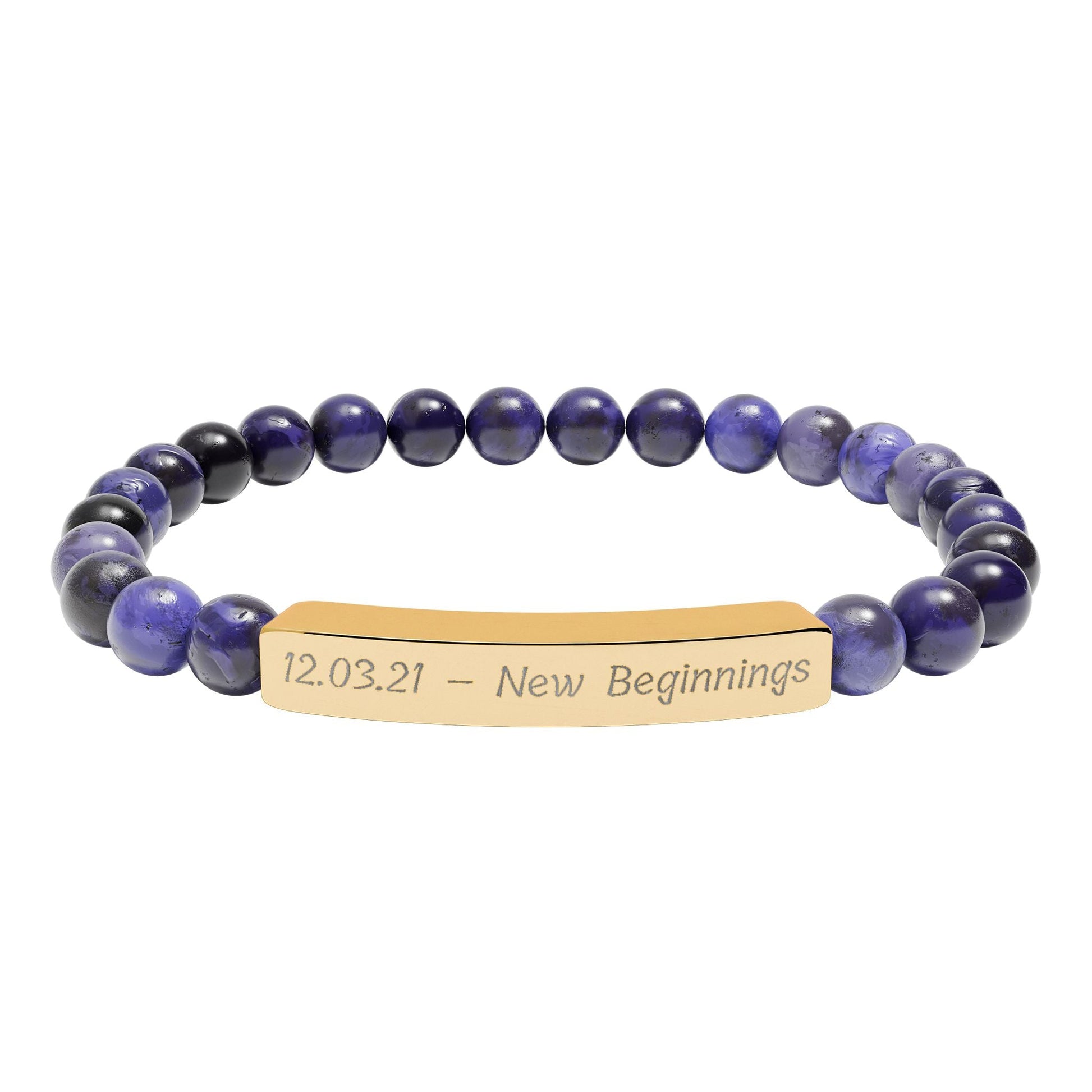 Engravable Natural Stone Bracelet — Personalized Bar Bead Bracelet  Bracelets Deeply Engraved
