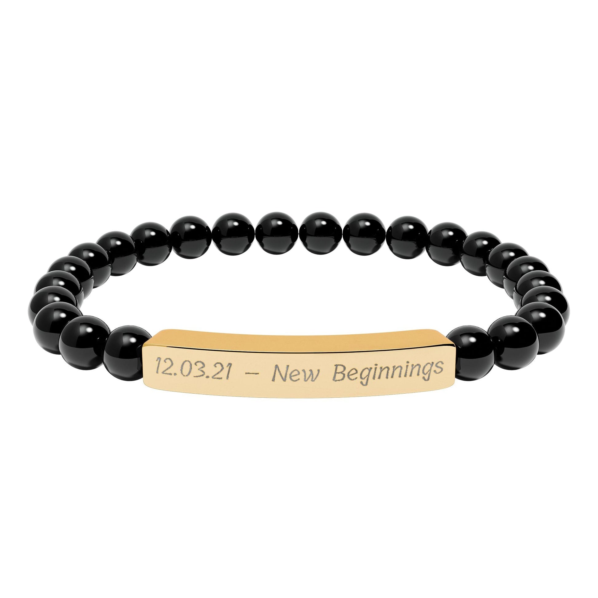 Engravable Natural Stone Bracelet — Personalized Bar Bead Bracelet  Bracelets Deeply Engraved