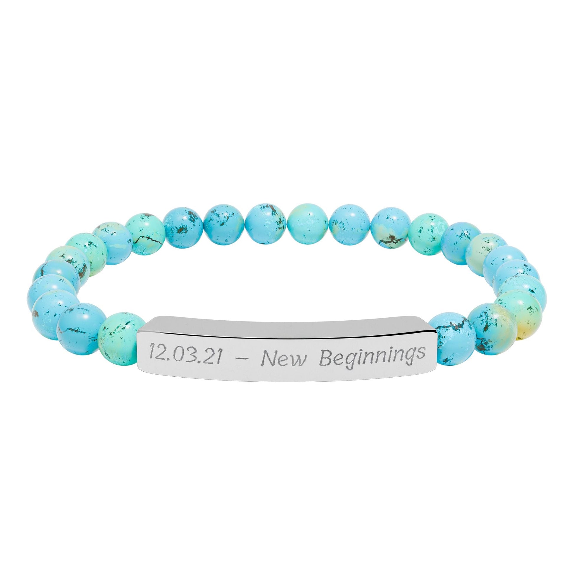 Engravable Natural Stone Bracelet — Personalized Bar Bead Bracelet  Bracelets Deeply Engraved