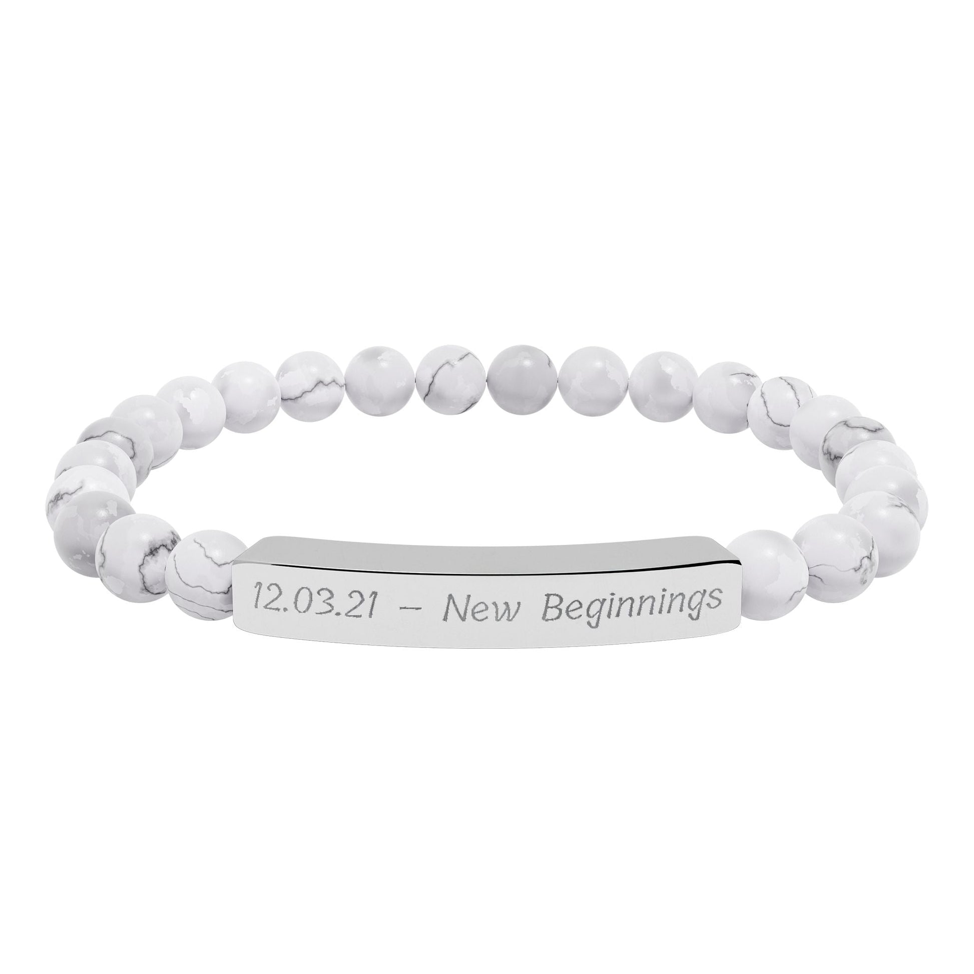 Engravable Natural Stone Bracelet — Personalized Bar Bead Bracelet  Bracelets Deeply Engraved