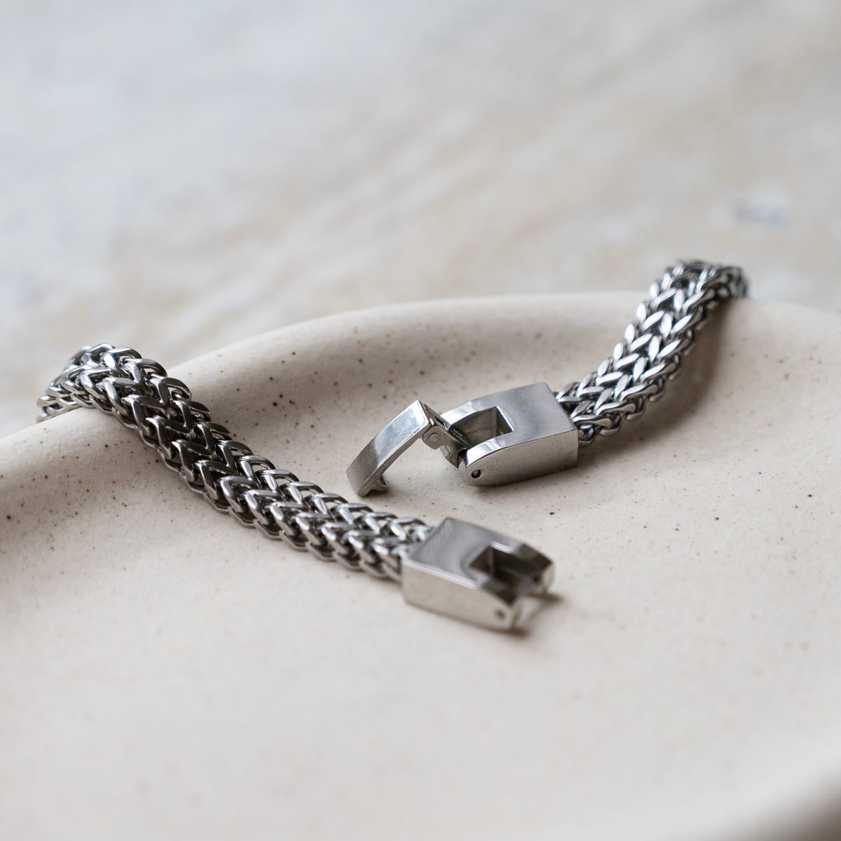 Engraved Braided Stainless Steel Bracelet 