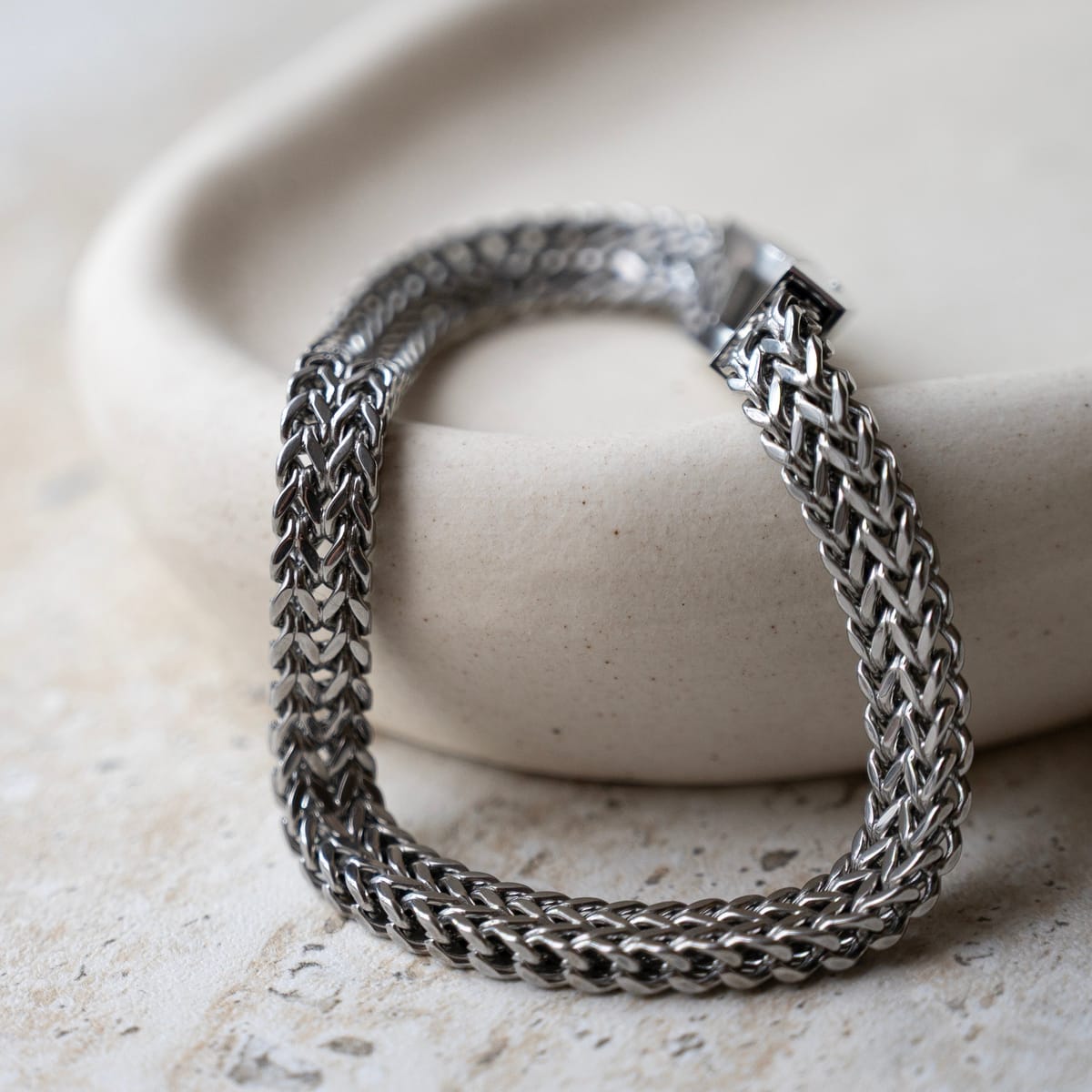 Engraved Braided Stainless Steel Bracelet