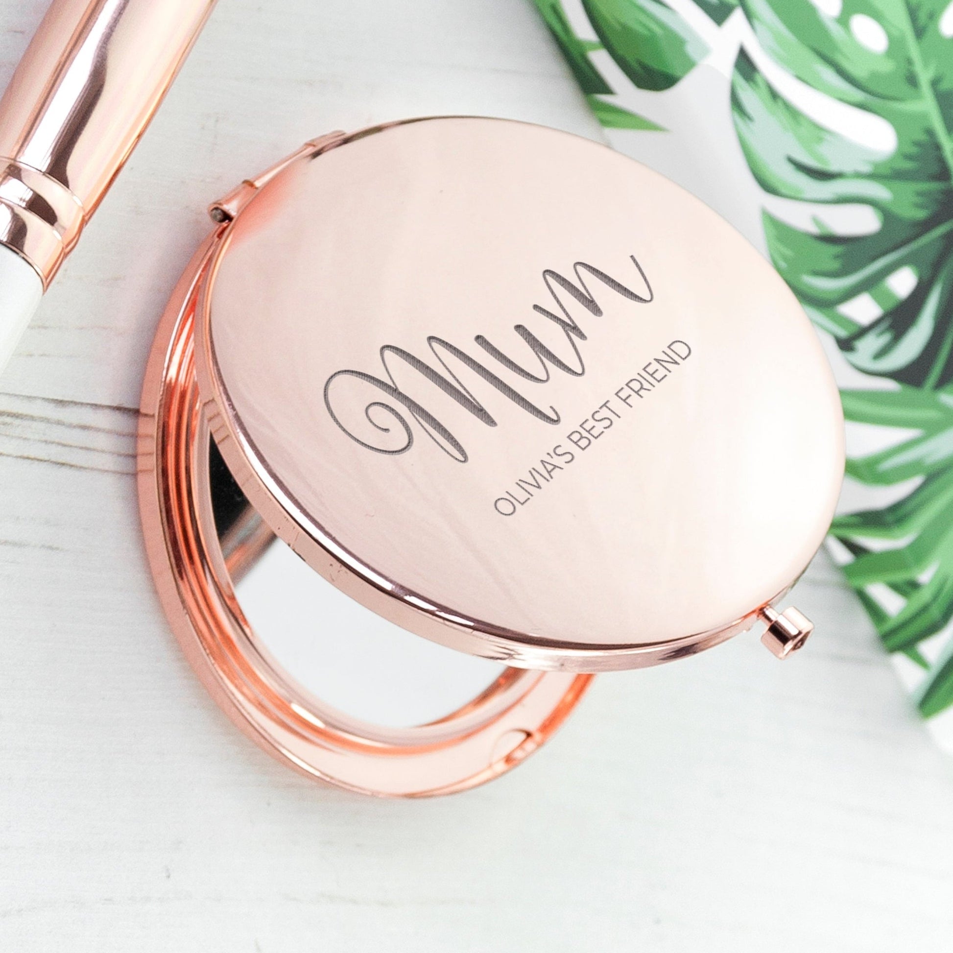 Engraved Compact Mirror - Round  Compact Mirrors Deeply Engraved
