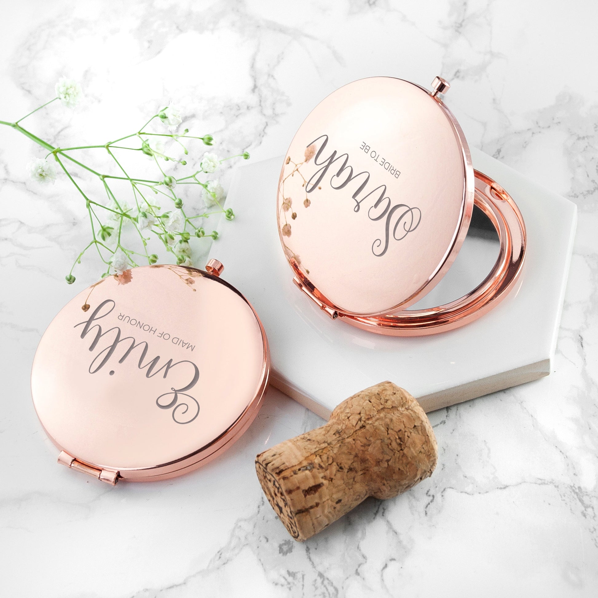 Engraved Compact Mirror - Round  Compact Mirrors Deeply Engraved