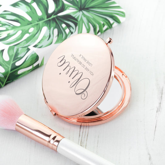 Engraved Compact Mirror - Round  Compact Mirrors Deeply Engraved