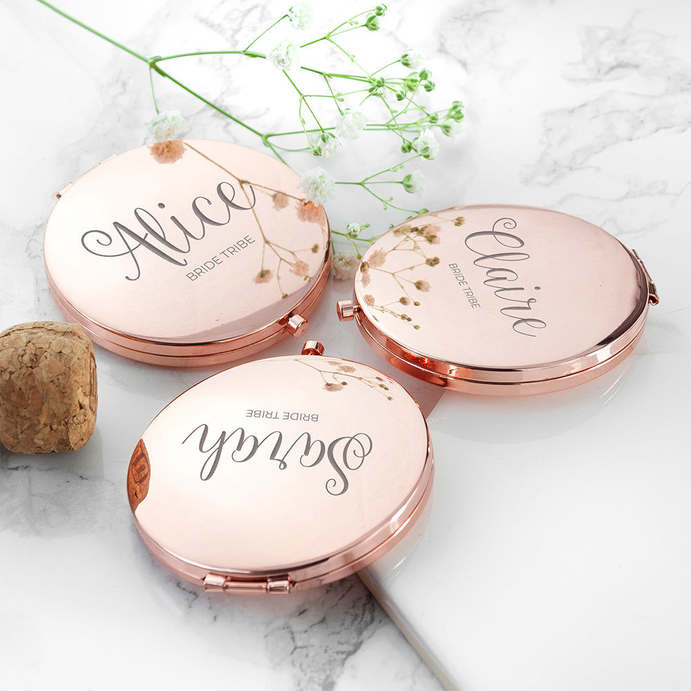 Engraved Compact Mirror - Round  Compact Mirrors Deeply Engraved