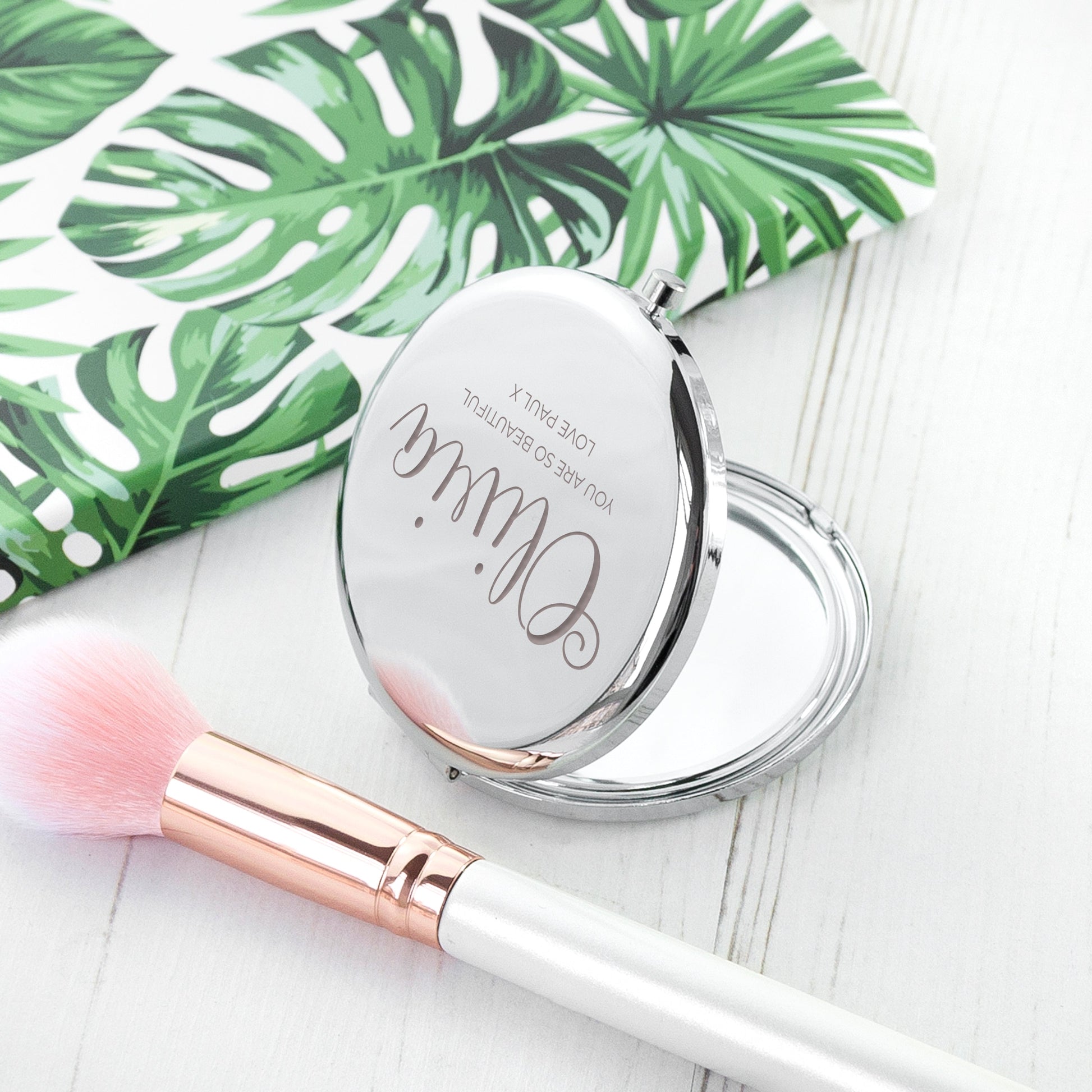 Engraved Compact Mirror - Round  Compact Mirrors Deeply Engraved