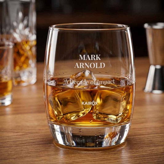 Engraved Corporate Whiskey Glass — 6oz  Whiskey Glasses Deeply Engraved