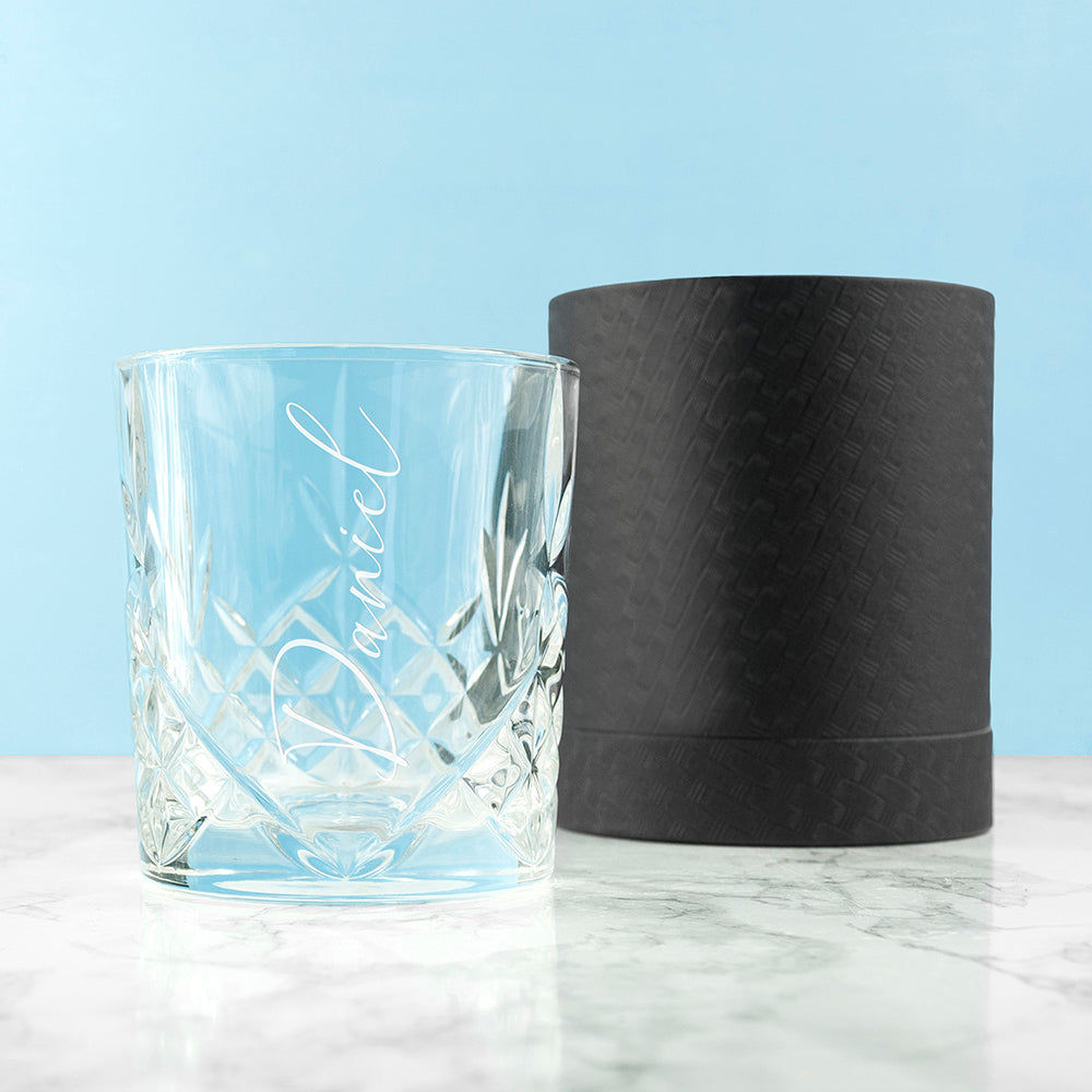 Engraved Crystal Whiskey Glass  Whiskey Glasses Deeply Engraved
