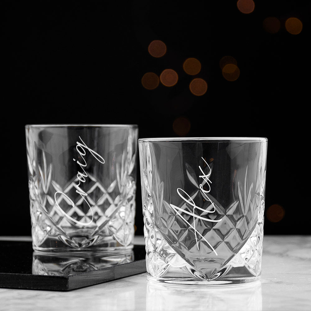 Engraved Crystal Whiskey Glass  Whiskey Glasses Deeply Engraved