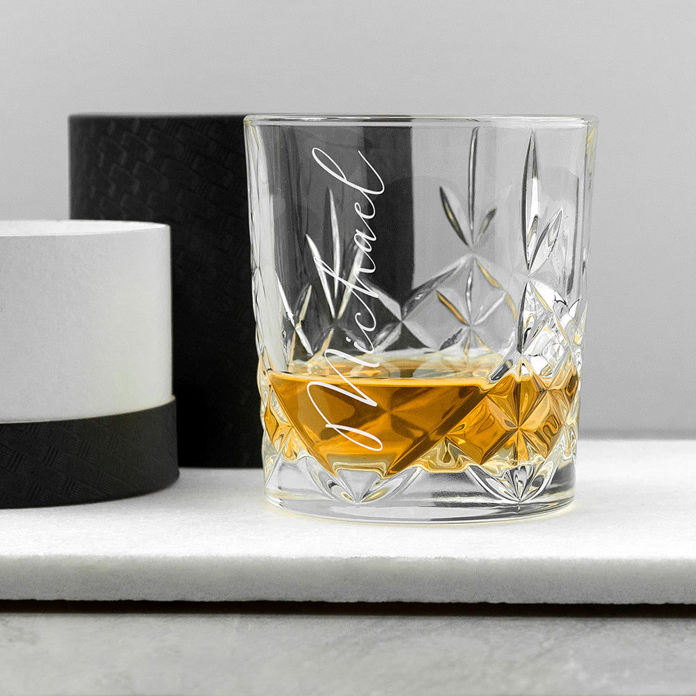 Engraved Crystal Whiskey Glass  Whiskey Glasses Deeply Engraved