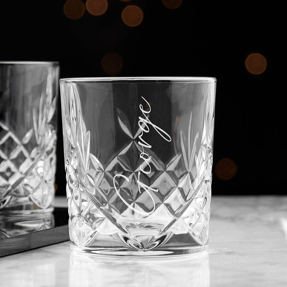 Engraved Crystal Whiskey Glass  Whiskey Glasses Deeply Engraved