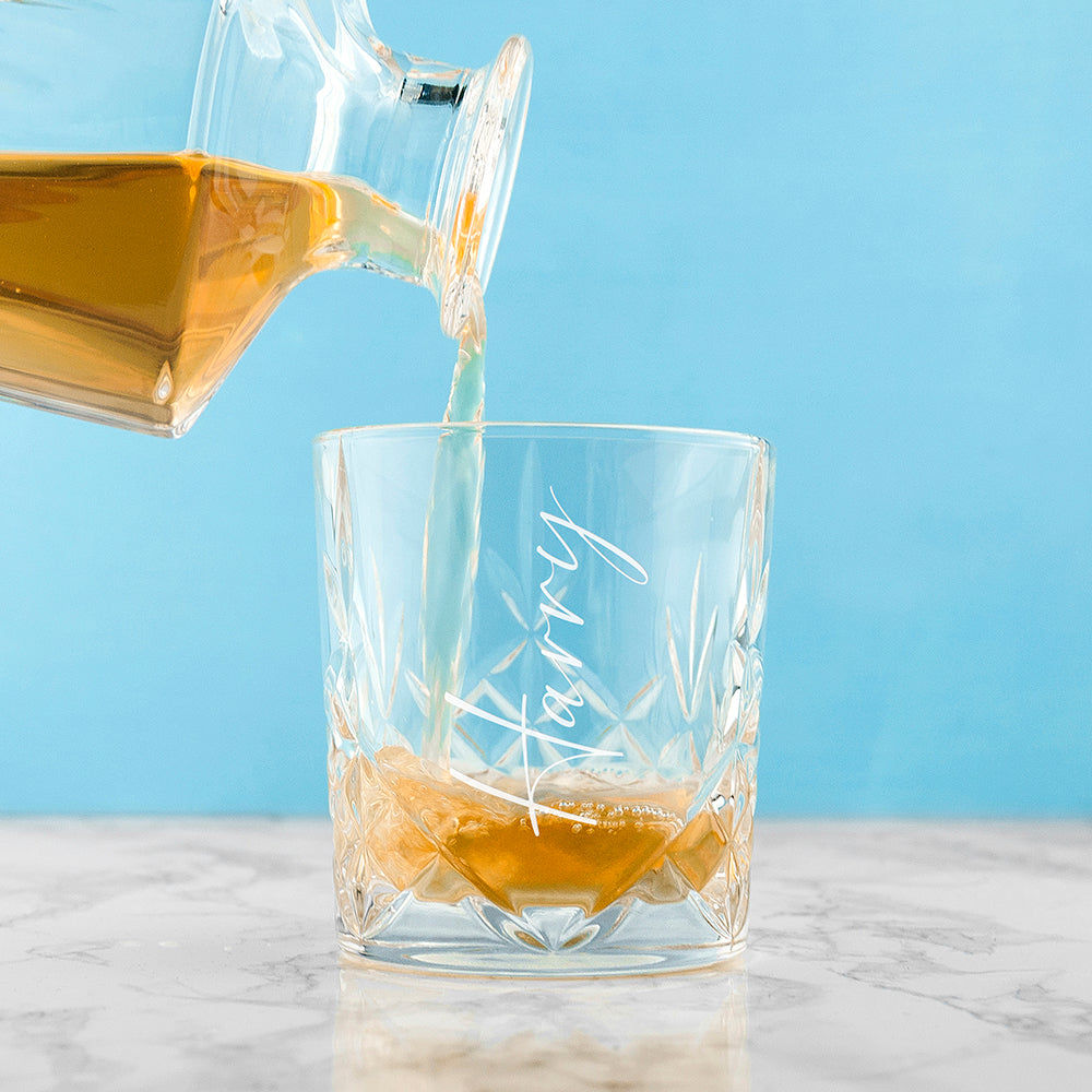 Engraved Crystal Whiskey Glass  Whiskey Glasses Deeply Engraved