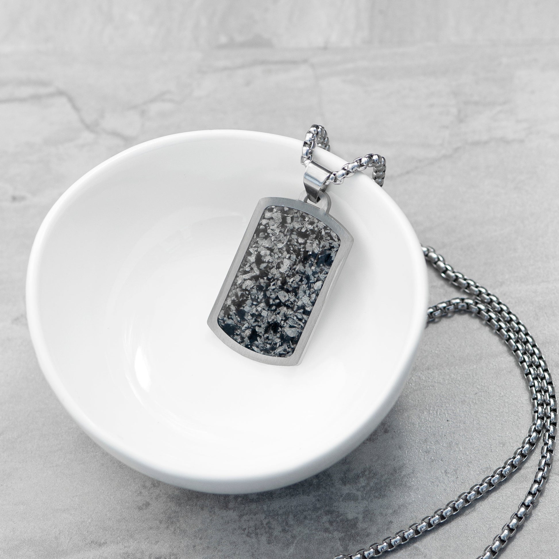 Engraved Dog Tag Necklace – Snowflake Obsidian  Men's Necklaces Deeply Engraved