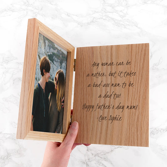 Personalized Solid Oak Book-Style Photo Frame