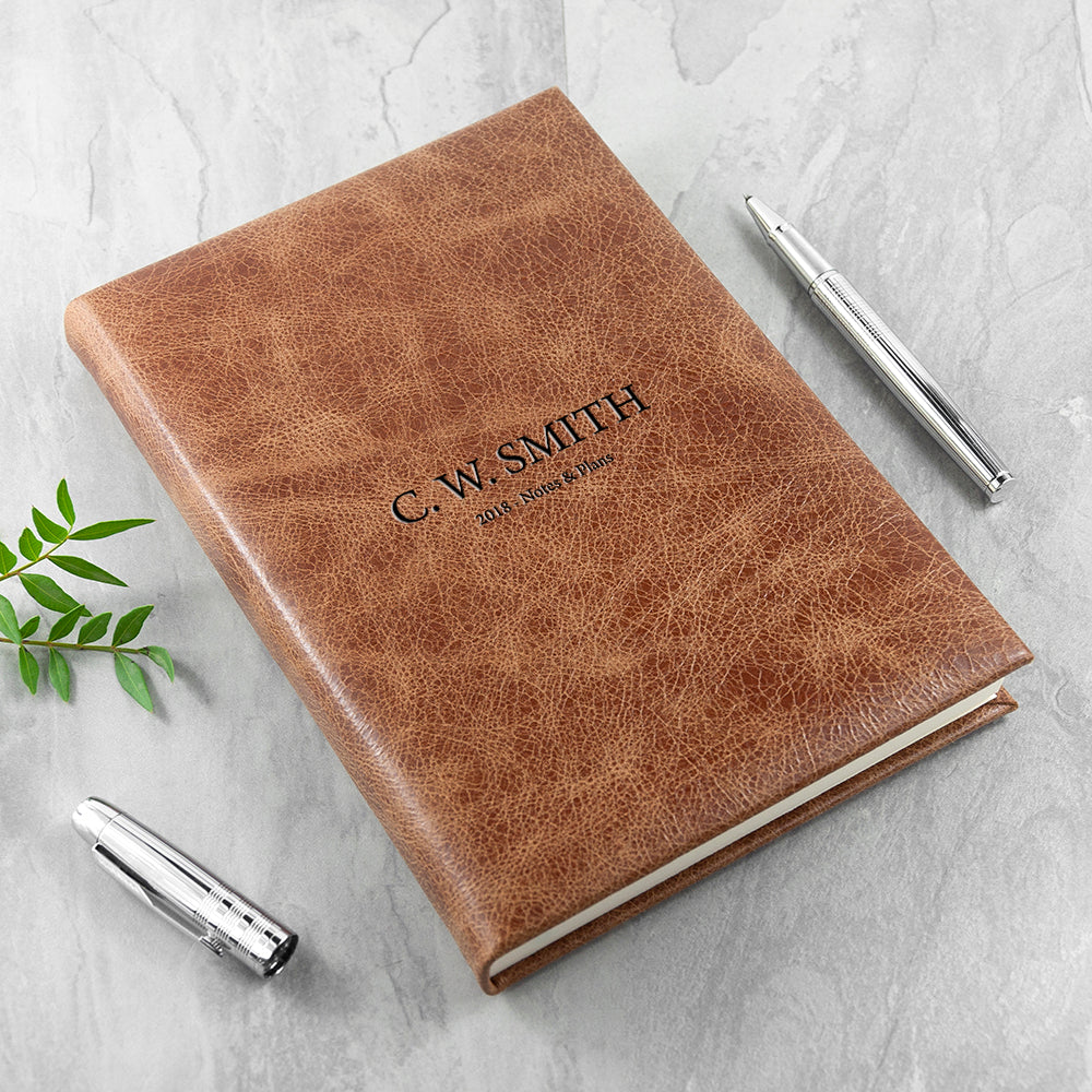 Personalized Natural Tan Leather Notebook - Lovesakes