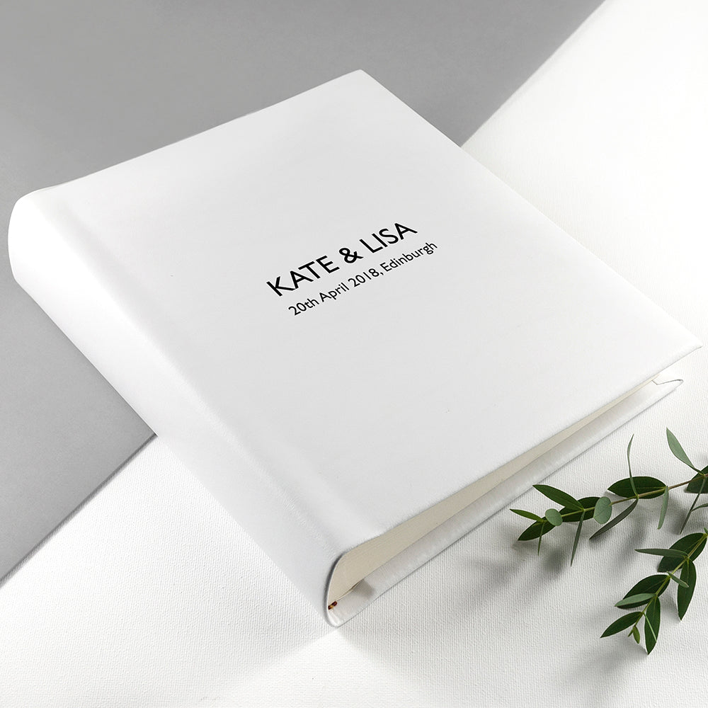 Personalized Vachetta Italian Leather Photo Album in White - Lovesakes