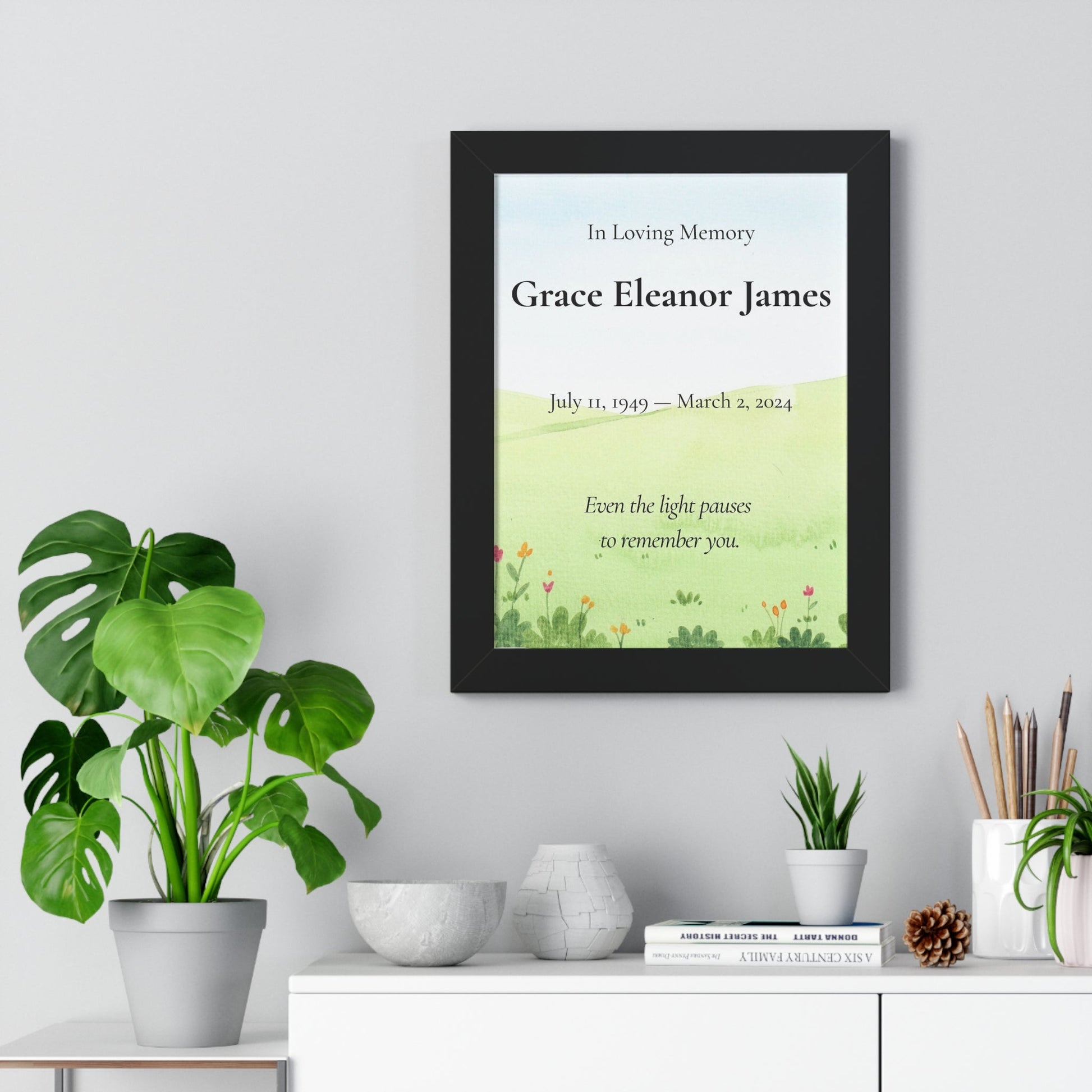 Even the Light – Personalized Memorial Wall Art Print  Memorial Wall Art Prints Deeply Engraved