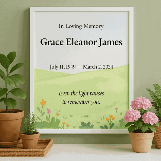 Even the Light – Personalized Memorial Wall Art Print  Memorial Wall Art Prints Deeply Engraved
