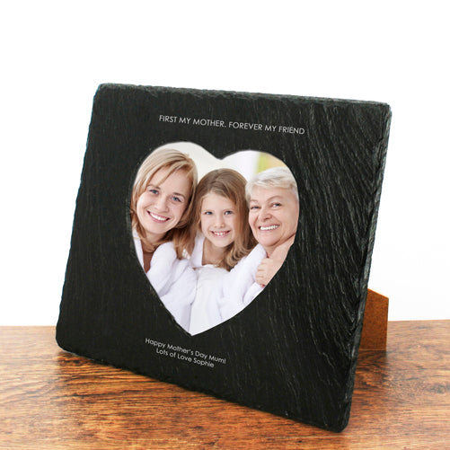 My Mother, My Friend - Personalized Heart Slate Photo Frame