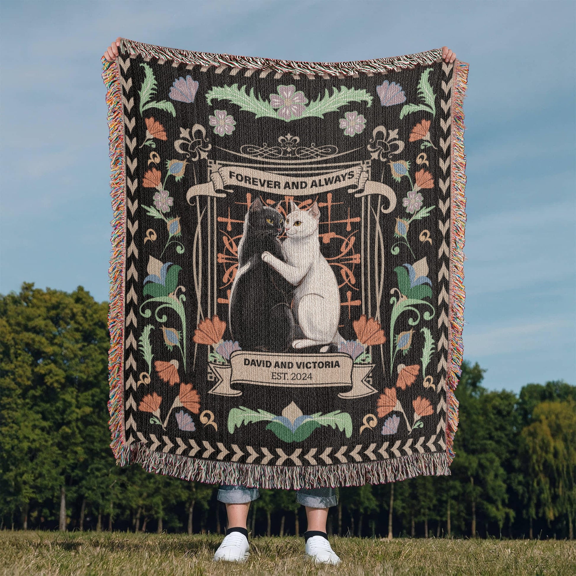 Forever & Always Personalized Cotton Woven Blanket  Blanket Deeply Engraved