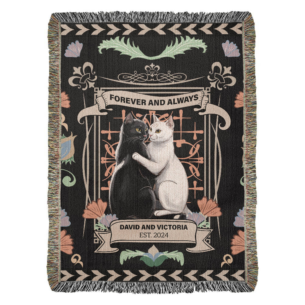 Forever & Always Personalized Cotton Woven Blanket  Blanket Deeply Engraved