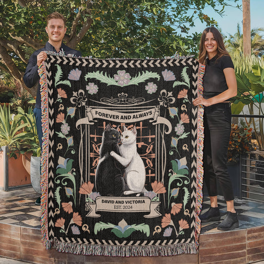 Forever & Always Personalized Cotton Woven Blanket  Blanket Deeply Engraved