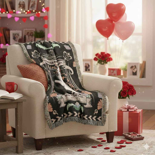 Forever & Always Personalized Cotton Woven Blanket  Blanket Deeply Engraved