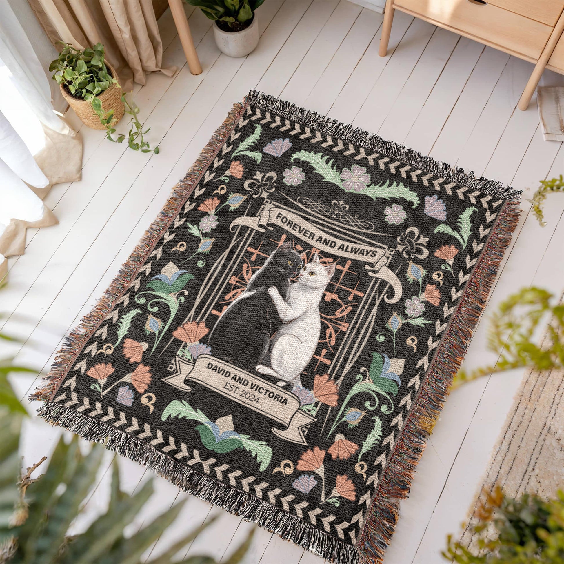 Forever & Always Personalized Cotton Woven Blanket  Blanket Deeply Engraved
