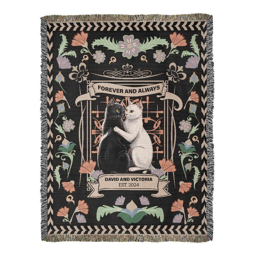Forever & Always Personalized Cotton Woven Blanket  Blanket Deeply Engraved