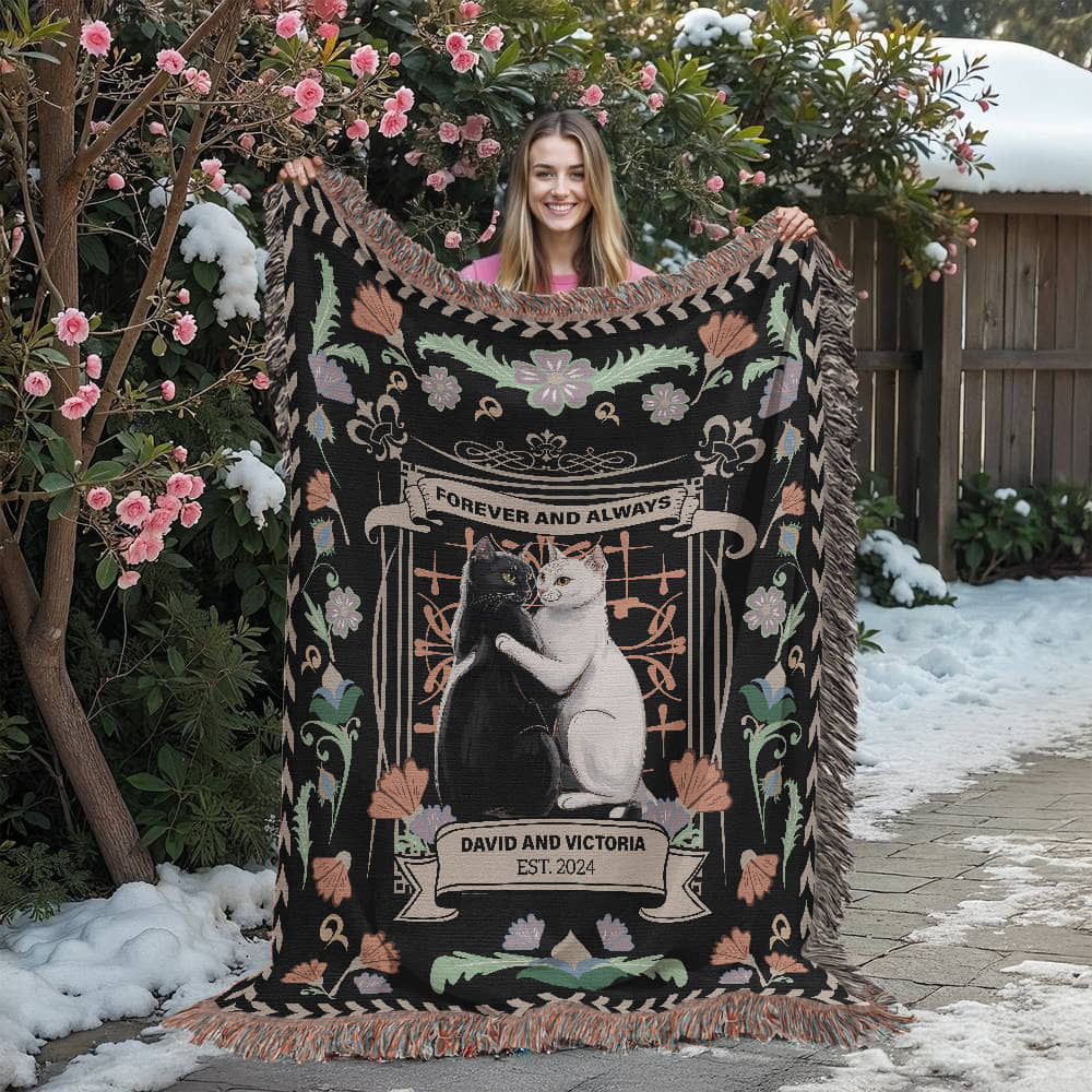 Forever & Always Personalized Cotton Woven Blanket  Blanket Deeply Engraved