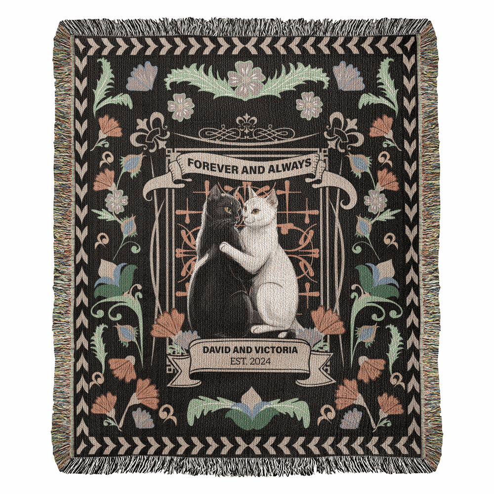 Forever & Always Personalized Cotton Woven Blanket  Blanket Deeply Engraved