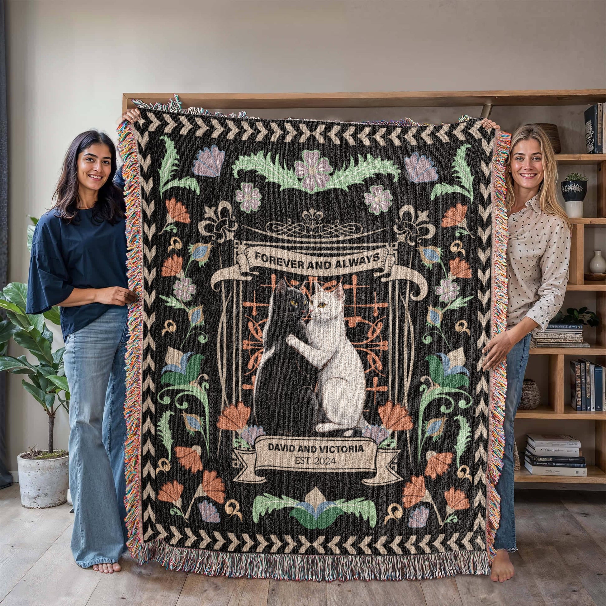 Forever & Always Personalized Cotton Woven Blanket  Blanket Deeply Engraved