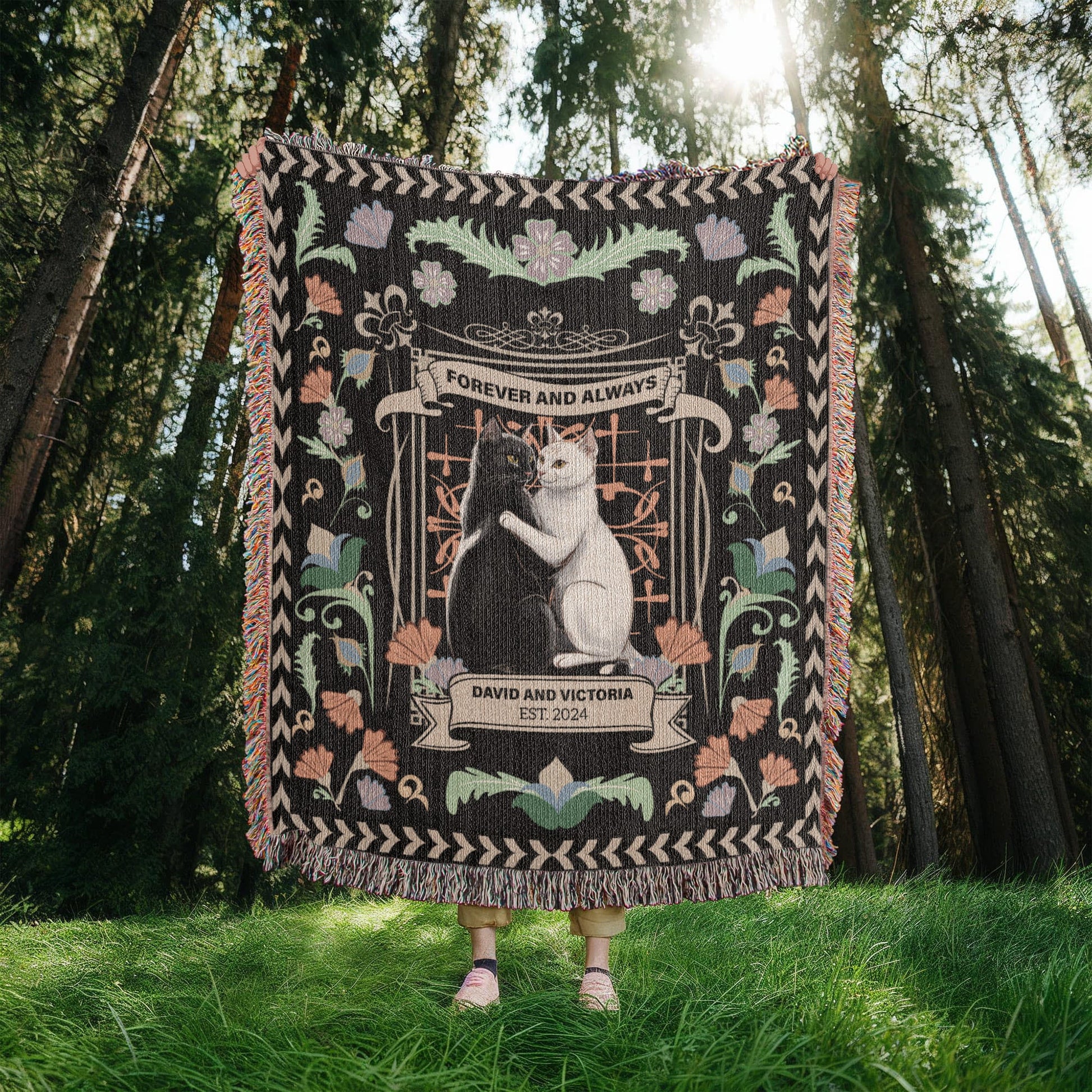 Forever & Always Personalized Cotton Woven Blanket  Blanket Deeply Engraved