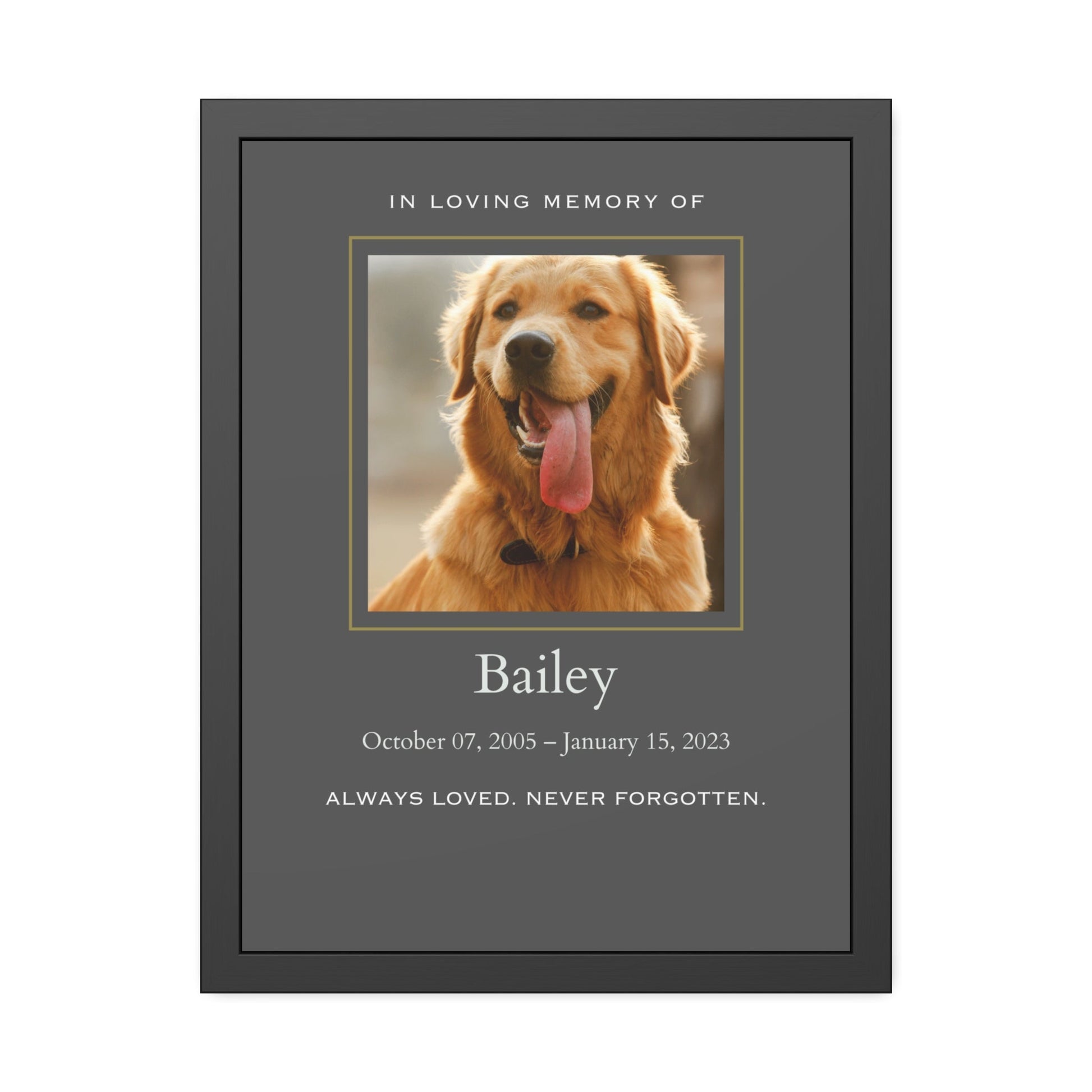 Framed Pet Memorial Print  Memorial Wall Art Prints Deeply Engraved