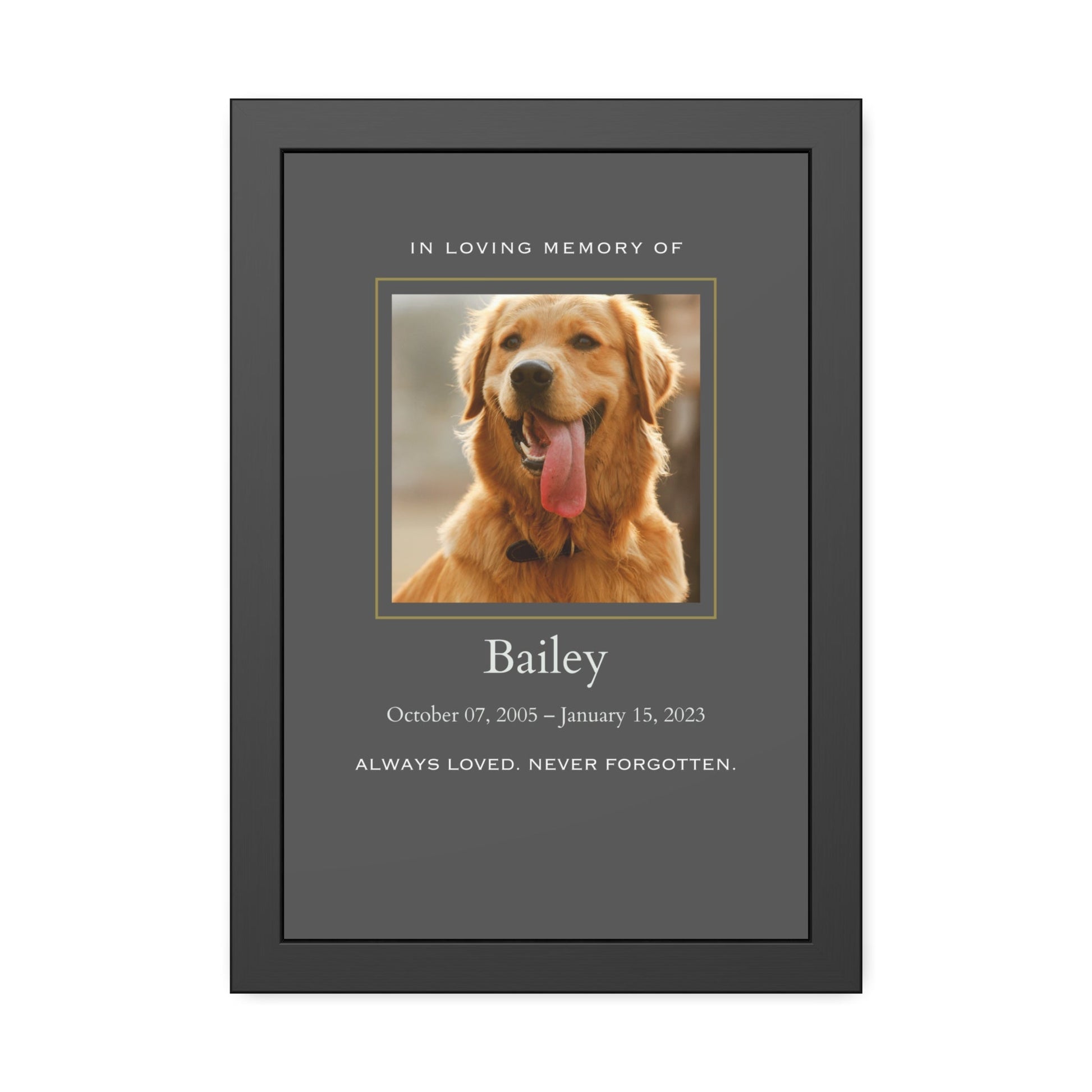Framed Pet Memorial Print  Memorial Wall Art Prints Deeply Engraved