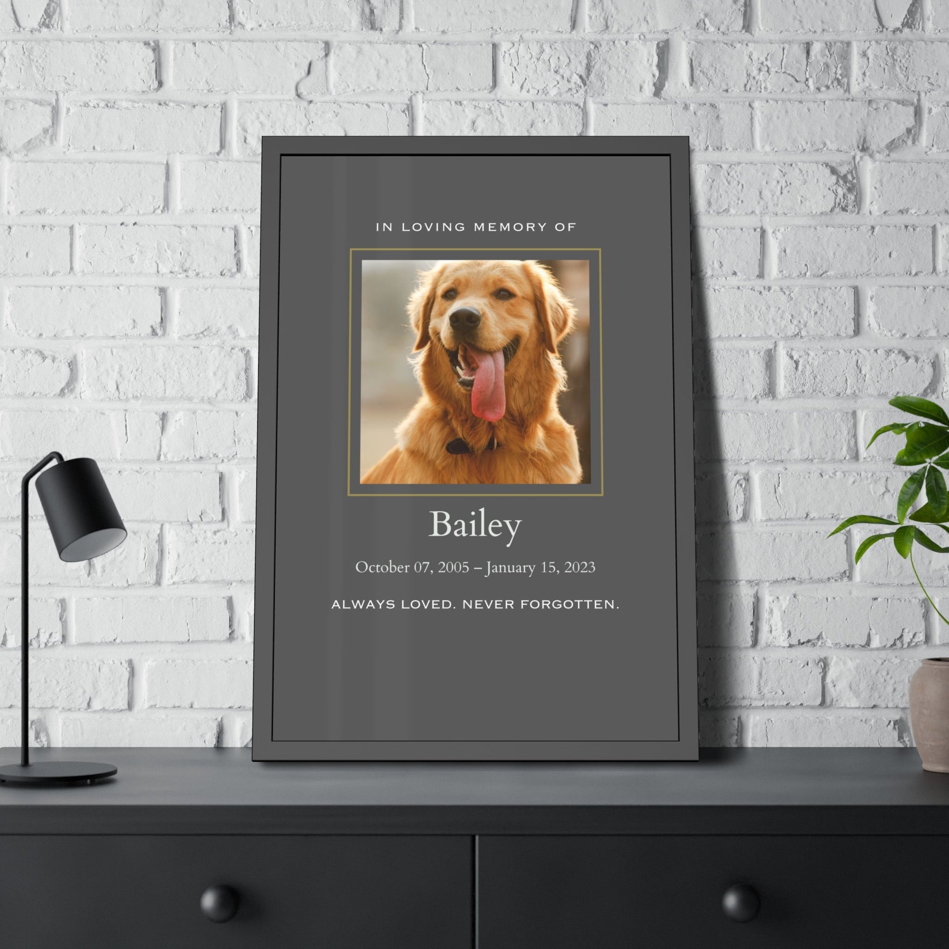 Framed Pet Memorial Print  Memorial Wall Art Prints Deeply Engraved
