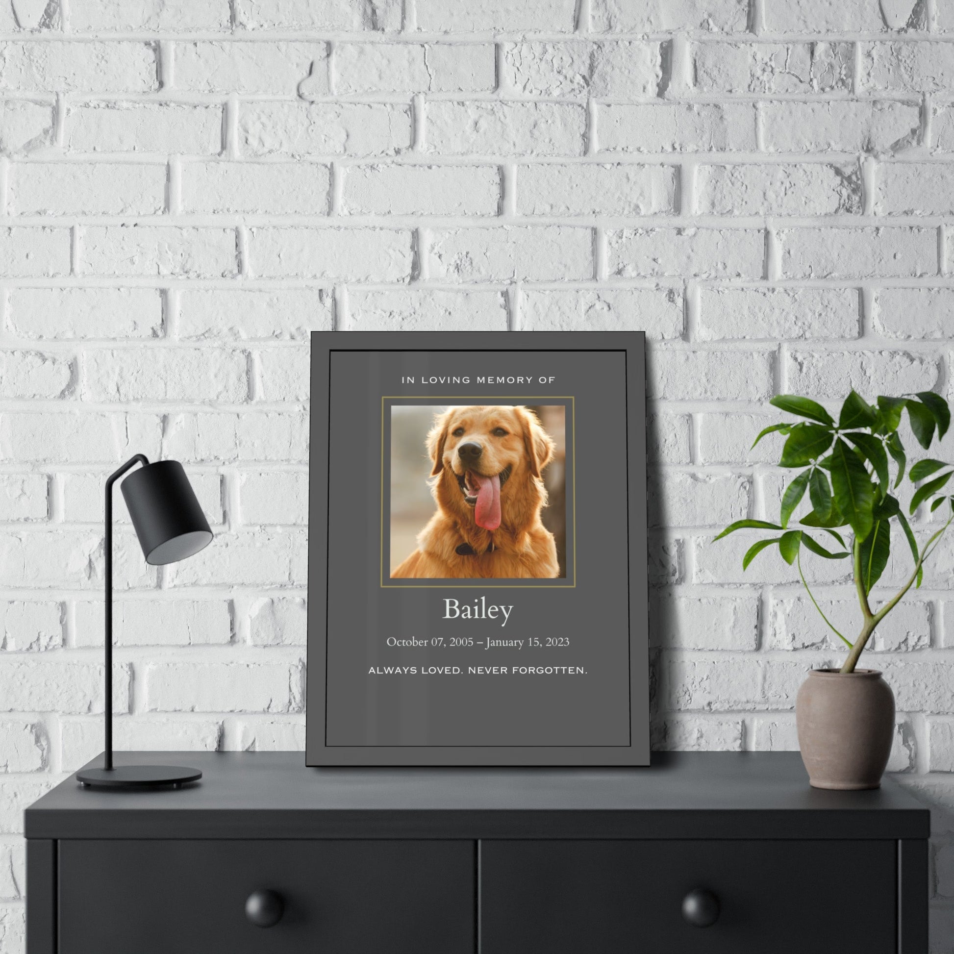 Framed Pet Memorial Print  Memorial Wall Art Prints Deeply Engraved