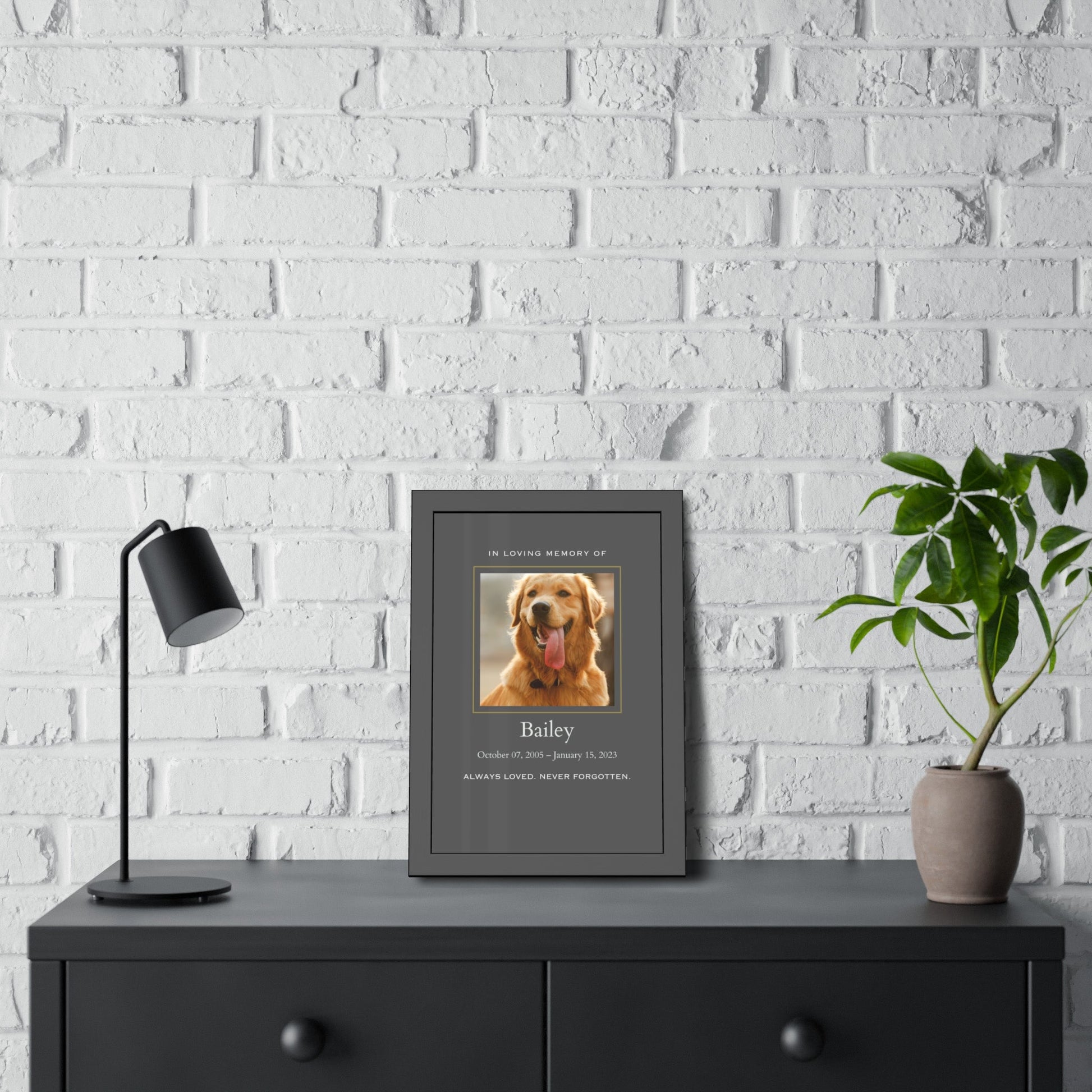 Framed Pet Memorial Print  Memorial Wall Art Prints Deeply Engraved