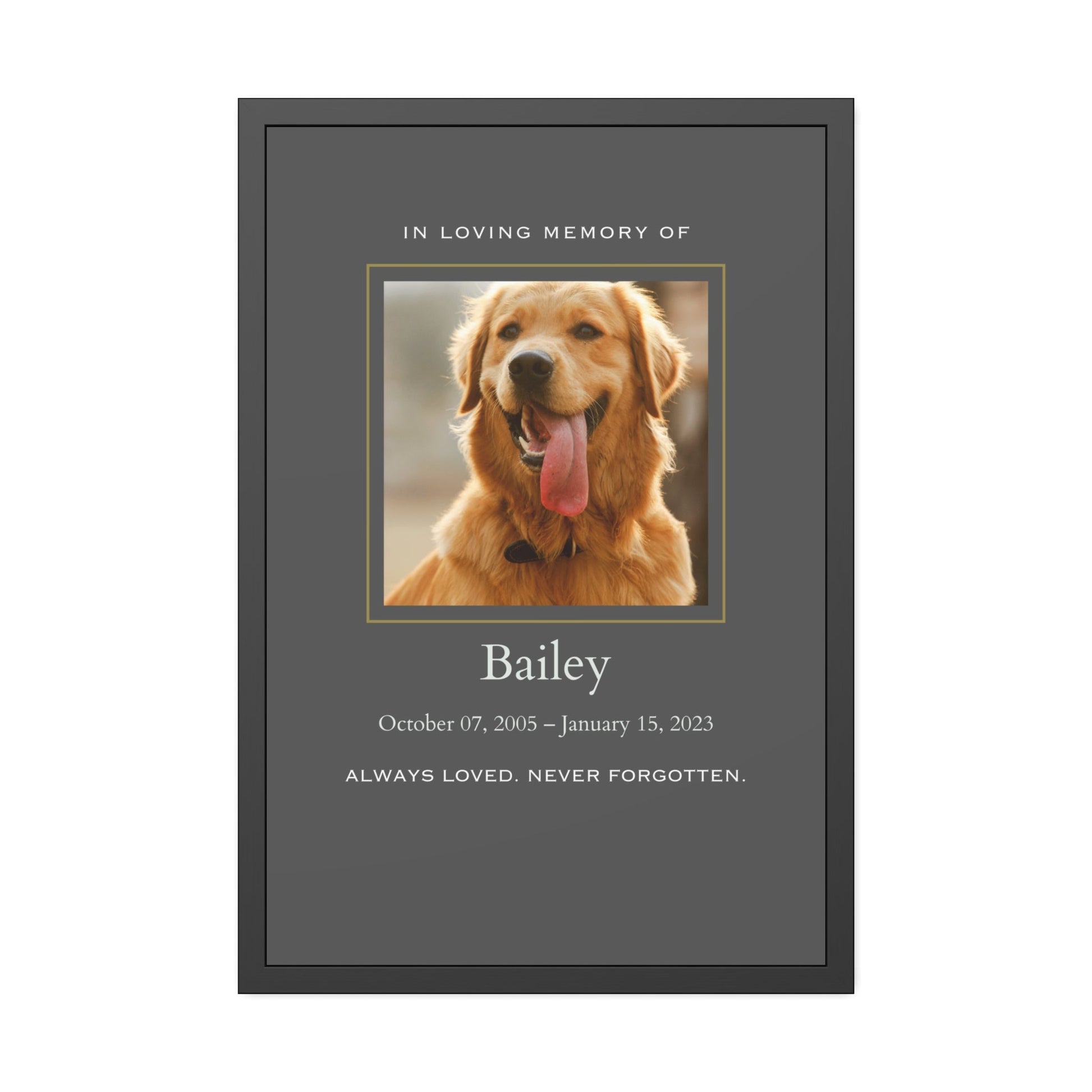 Framed Pet Memorial Print  Memorial Wall Art Prints Deeply Engraved