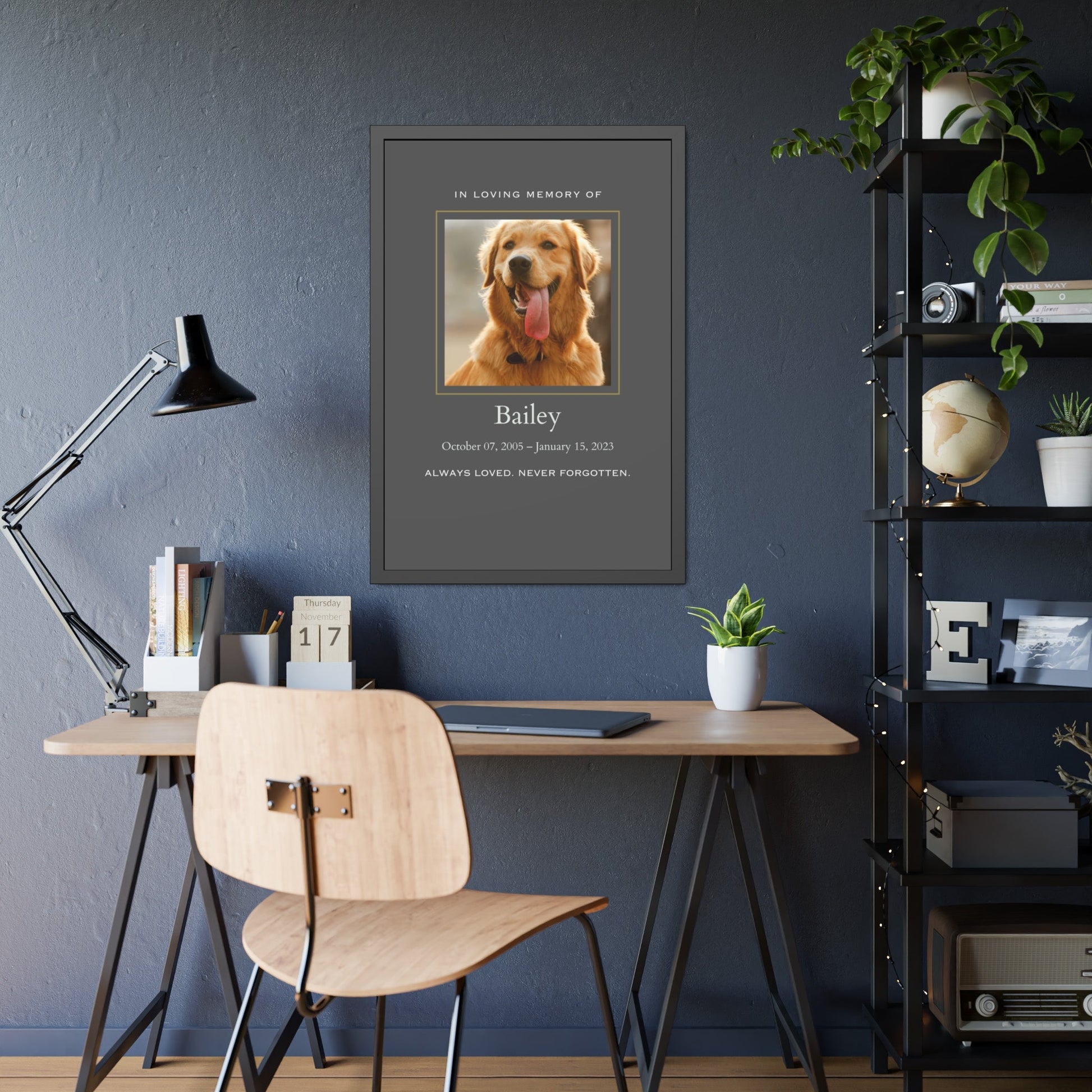 Framed Pet Memorial Print  Memorial Wall Art Prints Deeply Engraved