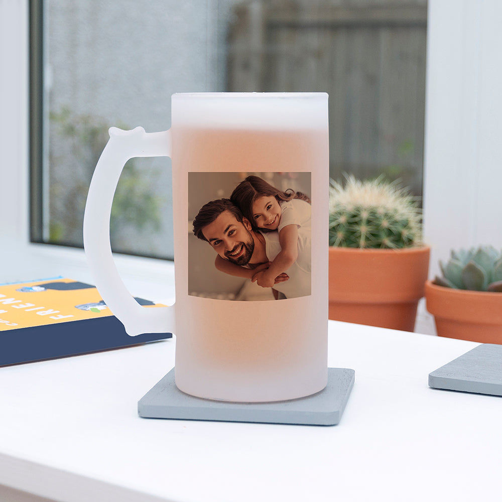 Frosted Beer Stein with Personalized Photo and Message  Beer Mugs Deeply Engraved