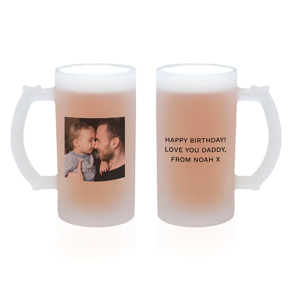 Frosted Beer Stein with Personalized Photo and Message  Beer Mugs Deeply Engraved