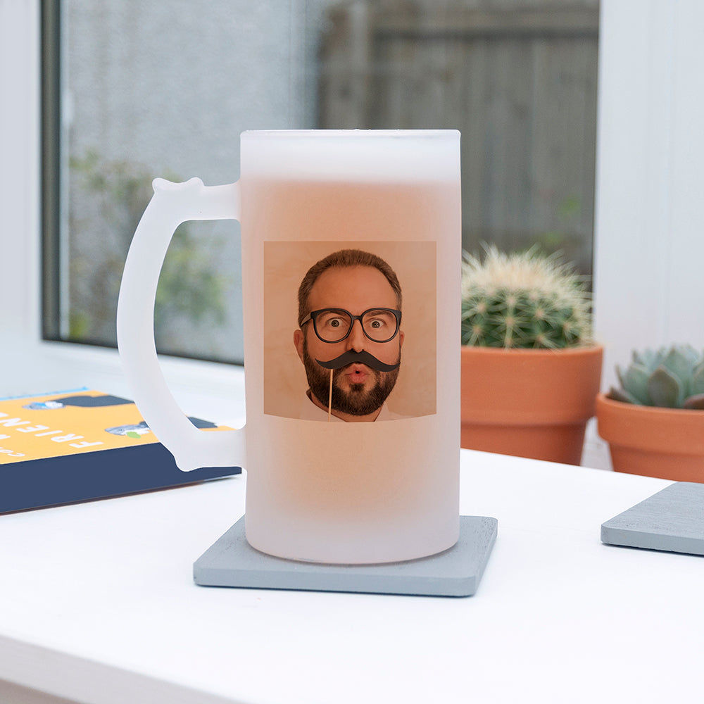 Frosted Beer Stein with Personalized Photo and Message  Beer Mugs Deeply Engraved