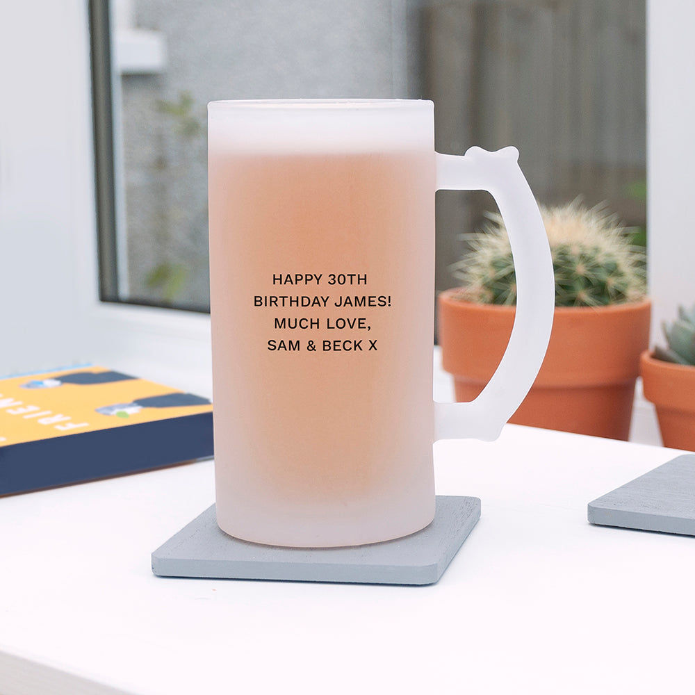 Frosted Beer Stein with Personalized Photo and Message  Beer Mugs Deeply Engraved