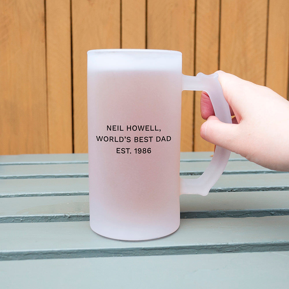 Frosted Beer Stein with Personalized Photo and Message  Beer Mugs Deeply Engraved