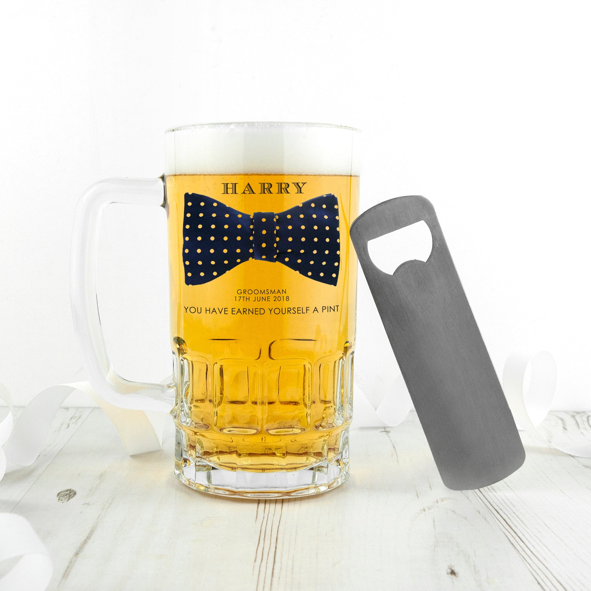 Gala Bowtie 740g Heavyweight Personalized Beer Stein  Beer Mugs Deeply Engraved